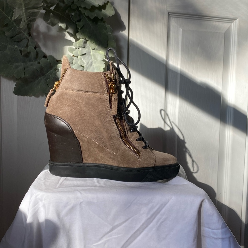 Giuseppe Zanotti Brown Suede Wedge Sneakers Size 36